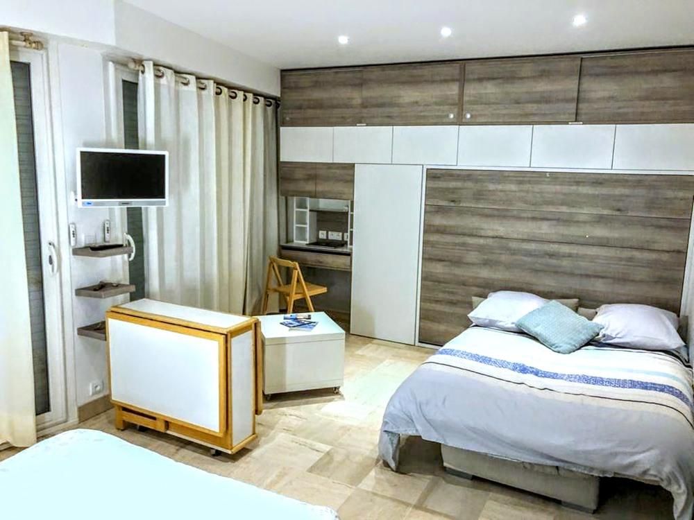 The Studio in night mode, 2 large double beds